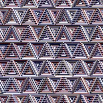 Geometric seamless pattern with purple, blue, and red  triangles. Stock Illustration