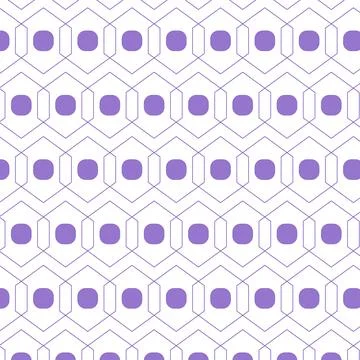 Geometric seamless pattern with purple dots and hexagons Stock Illustration
