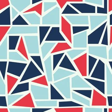Geometric seamless pattern with red and blue shapes. Abstract background with Stock Illustration
