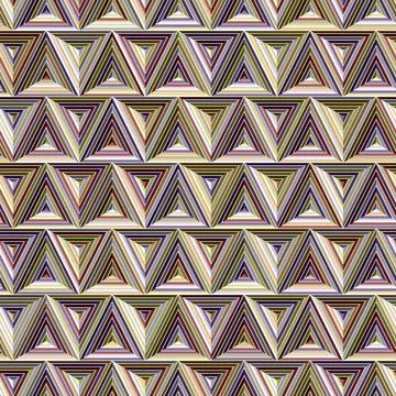 Geometric seamless pattern with red, yellow, and orange  triangles. Stock Illustration