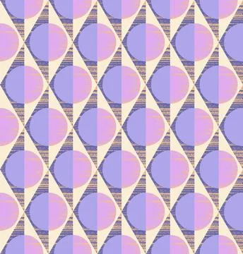 Geometric seamless pattern of rhombuses, triangles and circles in blue grey Stock Illustration