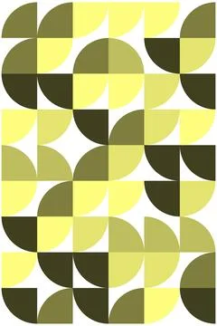 Geometric seamless pattern with rounded shapes in yellow and green tones Stock Illustration