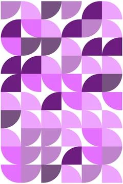 Geometric seamless pattern with rounded shapes in pink and purple tones Stock Illustration