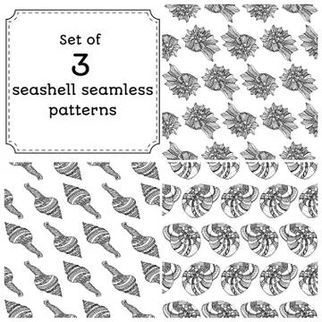 Geometric seamless pattern of seashells Stock Illustration