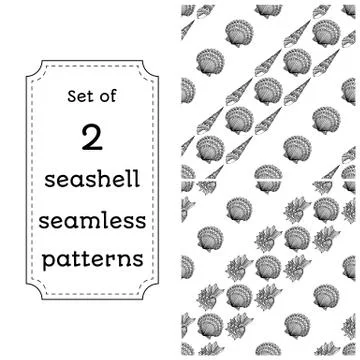 Geometric seamless pattern of seashells Stock Illustration