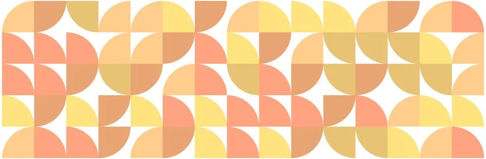 Geometric seamless pattern of semi-circles in warm pastel yellow and orange Stock Illustration
