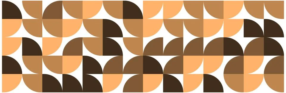 Geometric seamless pattern of semicircles in brown and beige tones on white Stock Illustration