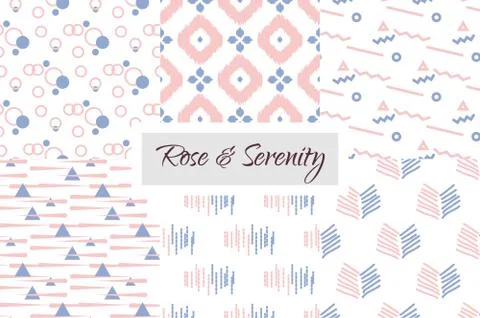 Geometric seamless pattern set in trendy rose and violet color of the year 2016 Illustrazione stock