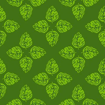 Geometric seamless pattern in simple design with monstera foliage silhouettes Stock Illustration