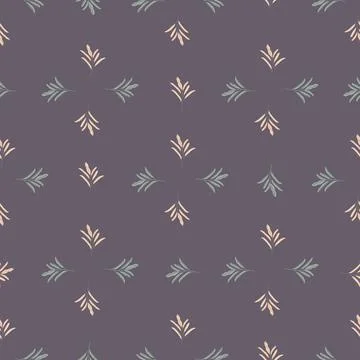 Geometric seamless pattern with simple floral leaf branches silhouettes print Illustrazione stock
