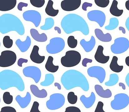 Geometric Seamless pattern of simple shape with blue pebbles, dots, spots, bl Stock Illustration