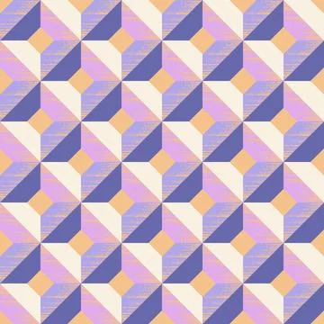 Geometric seamless pattern of squares and rhombuses in blue grey, blue purple Illustrazione stock