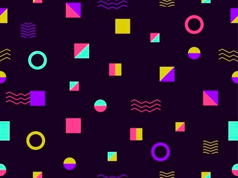 Geometric seamless pattern style of the 80s. Triangles, circles and points. B Illustrazione stock