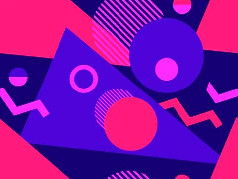 Geometric seamless pattern style of the 80s. Triangles, circles and points. B Stock-Illustration