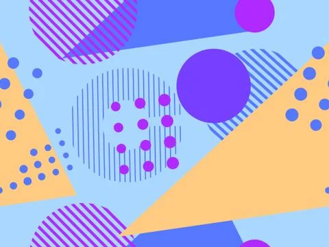 Geometric seamless pattern in style of the 80s. Geometric shapes triangles, s Illustrazione stock