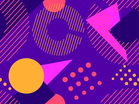 Geometric seamless pattern in style of the 80s. Geometric shapes triangles, s Illustrazione stock