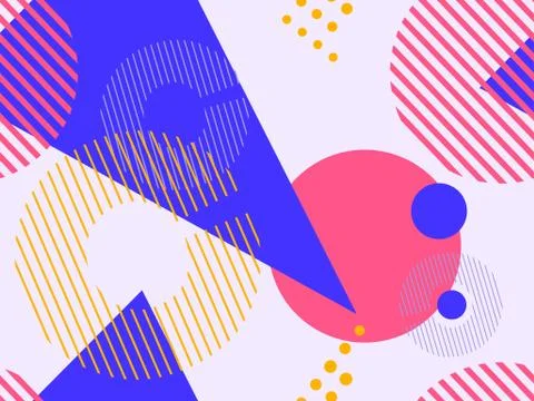 Geometric seamless pattern in style of the 80s. Geometric shapes triangles, s Illustrazione stock
