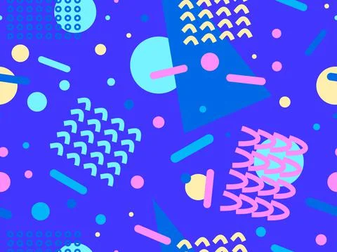 Geometric seamless pattern in the style of the 80s. Memphis style elements. C Stock-Illustration