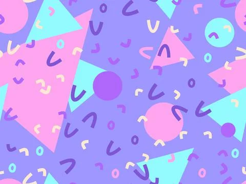 Geometric seamless pattern in the style of the 80s. Memphis style elements. C Stock Illustration