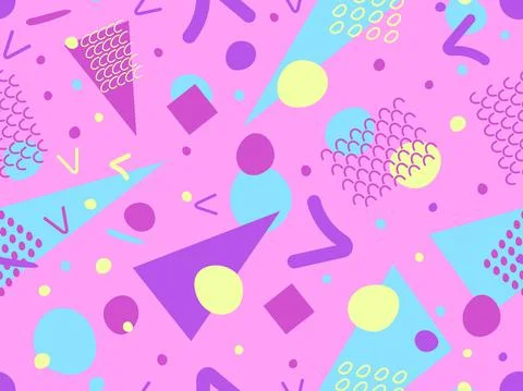 Geometric seamless pattern in the style of the 80s. Memphis style elements. C Illustrazione stock