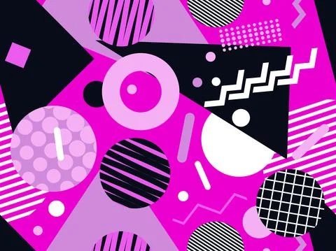 Geometric seamless pattern in the style of memphis from the 80s Stock Illustration