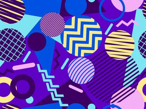 Geometric seamless pattern in the style of memphis from the 80s Stock Illustration