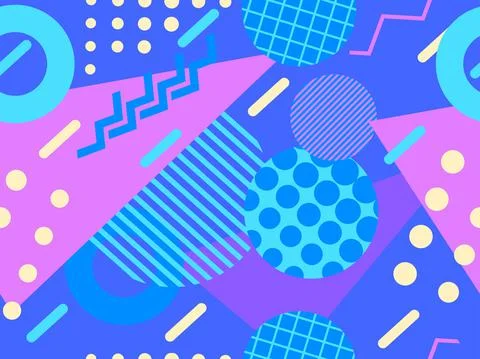 Geometric seamless pattern in the style of memphis from the 80s Stock Illustration