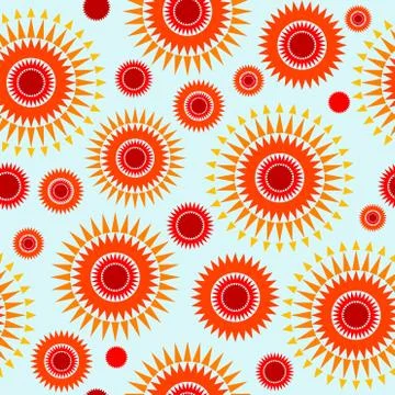Geometric seamless pattern with stylized sun sign Stock Illustration