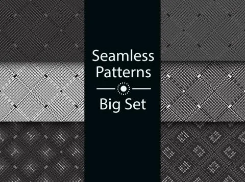 Geometric seamless pattern, textile effect, BIG SET, flat Stock Illustration