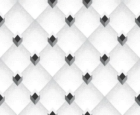 Geometric seamless pattern with three-dimensional cubes. Dotted mosaic Stock Illustration
