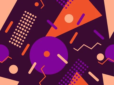 Geometric seamless pattern with triangles and dots. Memphis style. Retro fash イラスト素材