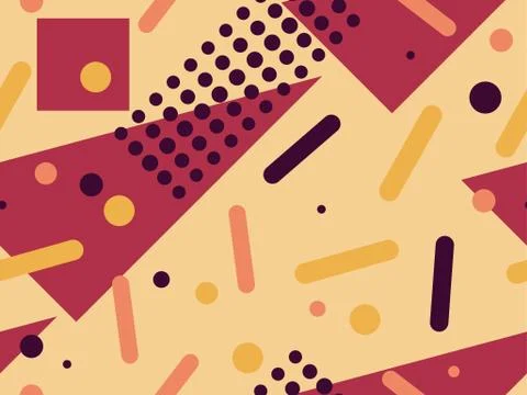 Geometric seamless pattern with triangles and dots. Memphis style. Retro fash Stock Illustration