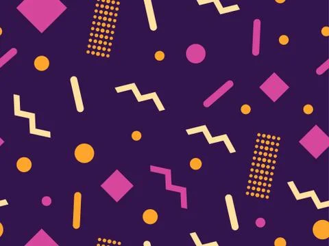 Geometric seamless pattern with triangles and dots. Memphis style. Retro fash Illustrazione stock