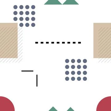 Geometric seamless pattern. Triangles, circles, squares, lines pattern. Illustrazione stock