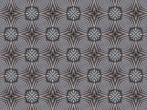 Geometric Seamless Pattern with Tribal and Star Motifs Stock Illustration