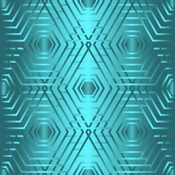 Geometric seamless pattern with turquoise gradient hexagon. Repeating hexagonal Stock Illustration