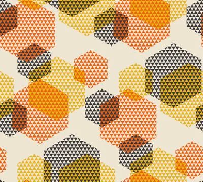 Geometric seamless pattern vector illustration in retro 60s style. Vintage 19 Illustrazione stock