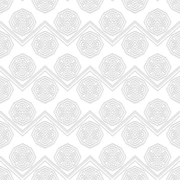 Geometric seamless pattern. Vector white background. Tribal ethnic greek key, Stock Illustration
