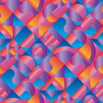 Geometric seamless pattern in vibrant summer colors Stock Illustration