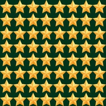 Geometric seamless pattern, volumetric yellow golden five-pointed stars on a  Stock Illustration