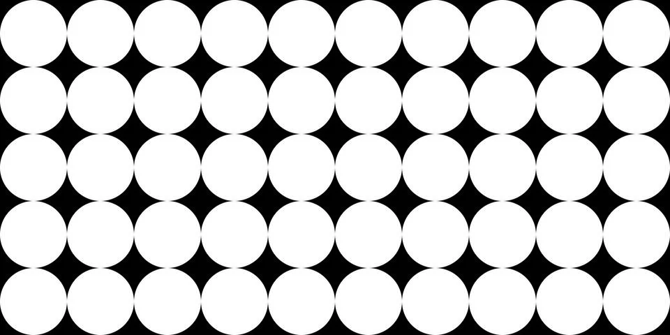 Geometric seamless pattern with white dots or circles on black background Stock Illustration