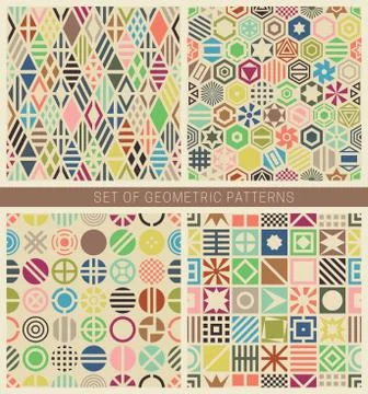 Geometric seamless patterns. Stock Illustration