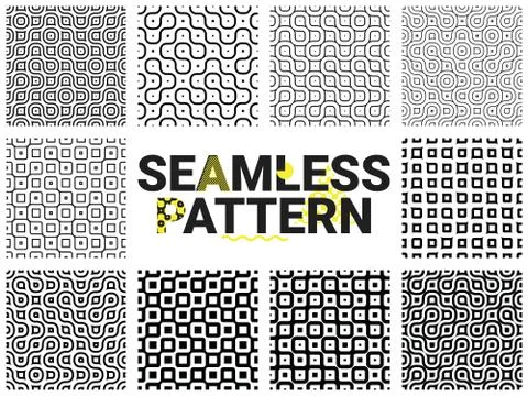 Geometric seamless patterns Stock Illustration