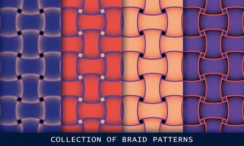 Geometric seamless patterns with intertwined bands. Wrapping paper. Tiling Stock Illustration