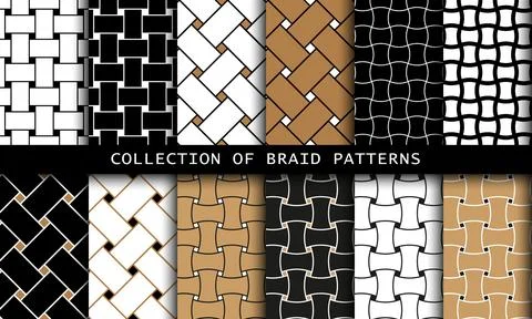 Geometric seamless patterns with intertwined bands. Wrapping paper. Tiling Illustrazione stock