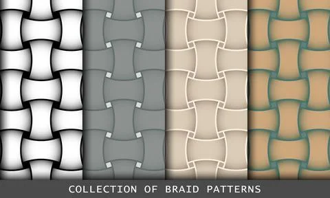 Geometric seamless patterns with intertwined bands. Wrapping paper. Tiling Illustrazione stock