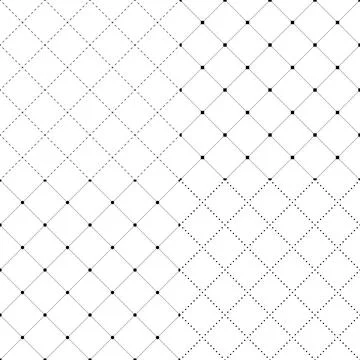 Geometric seamless patterns set, black and white vector backgrounds collection. Stock Illustration