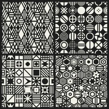 Geometric seamless patterns set Illustrazione stock