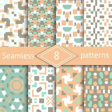 Geometric Seamless Patterns Set. Stock Illustration