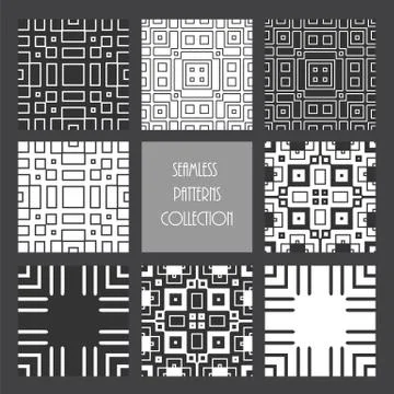 Geometric seamless patterns set. Stock Illustration